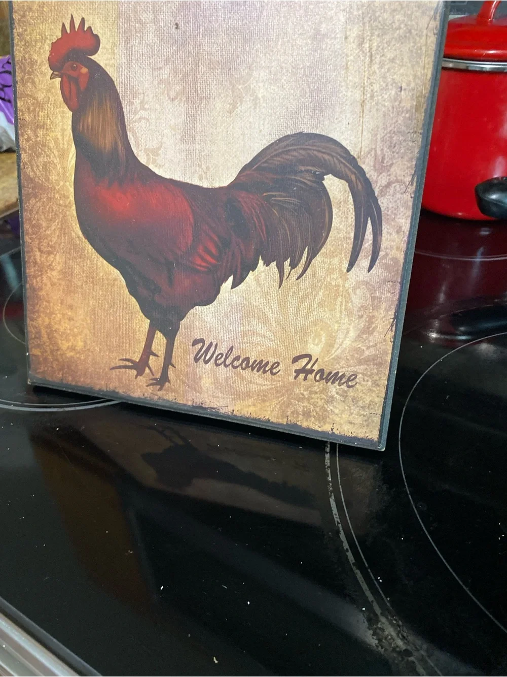 Welcome Home Red Rooster Wall Art -